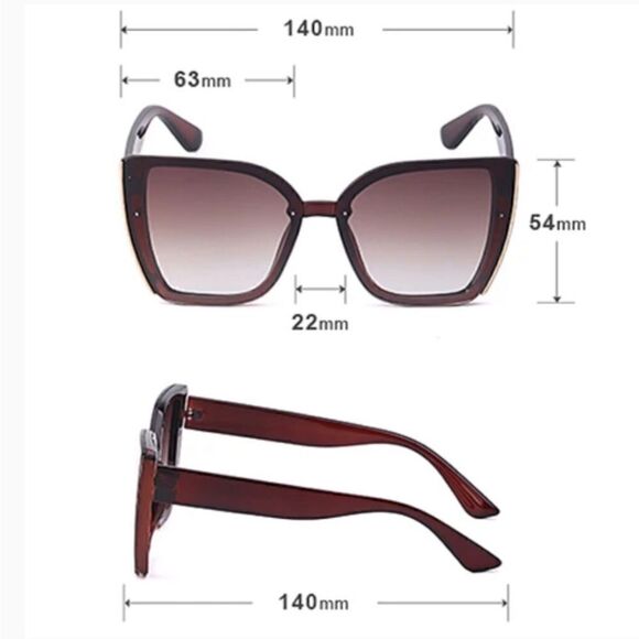 SUNGLASSES WOMEN FASHION ELEGANCE OVERSIZED UV PROTECTION - Picture 3 of 5